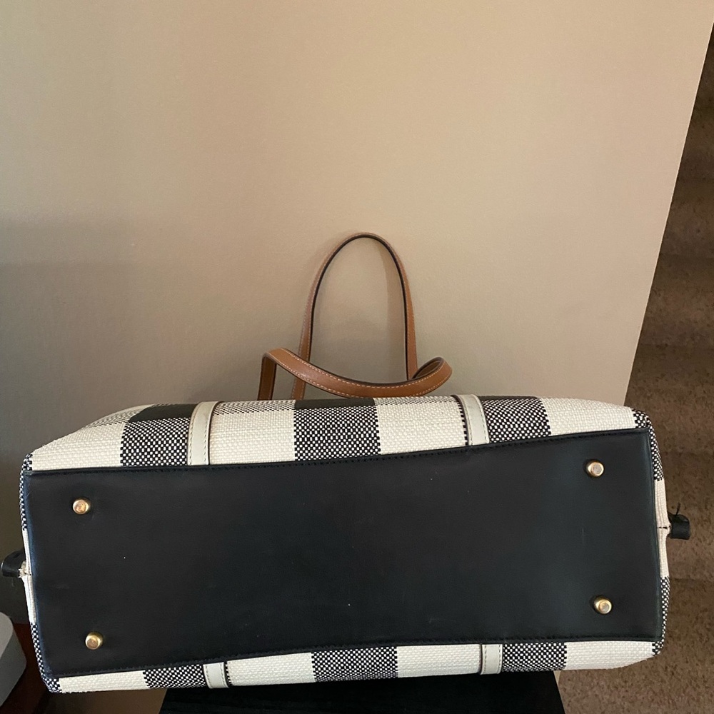 Tory Burch Plaid Gingham Tote with Tan Accents - Picture 6 of 9